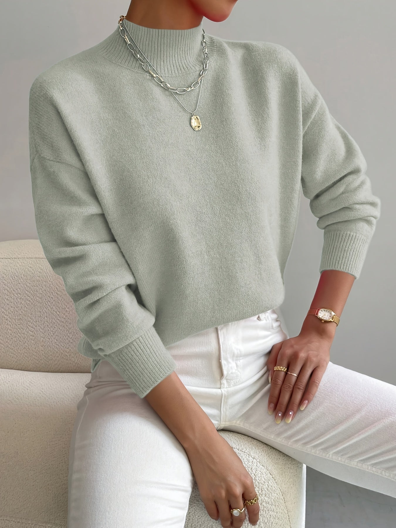 light green womens turtleneck sweater