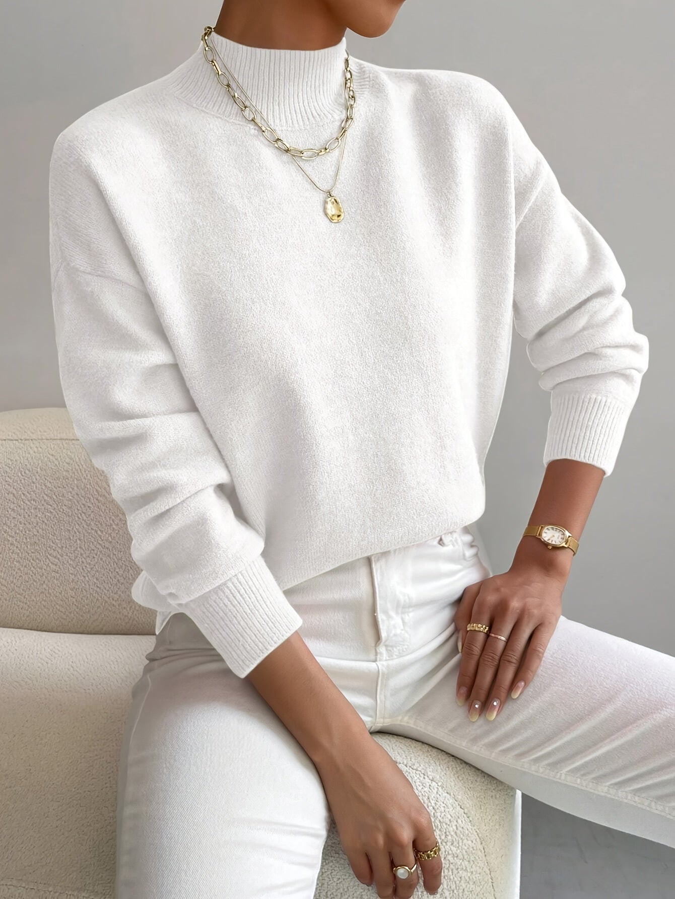 white womens turtleneck sweater