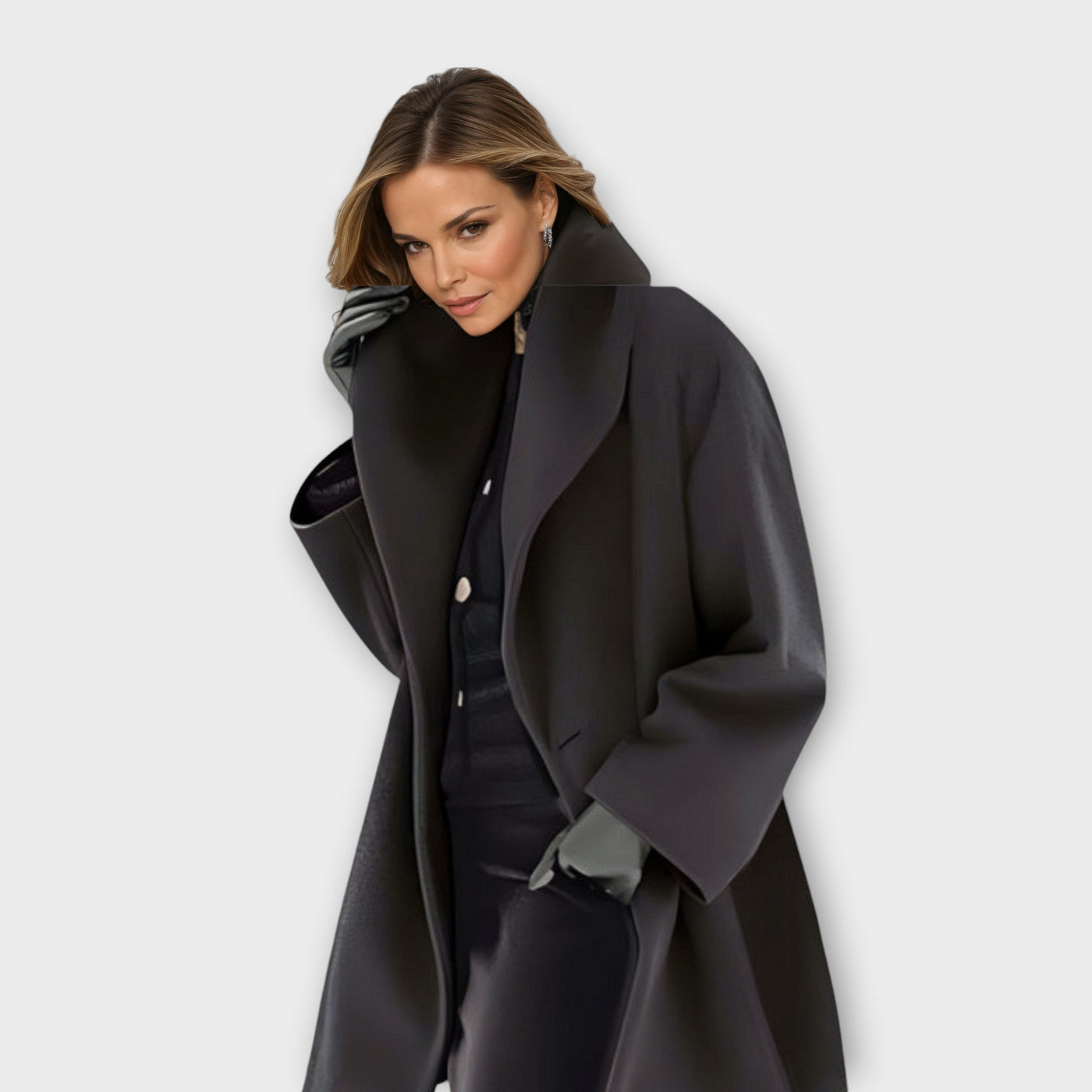 black women’s wool windproof coat