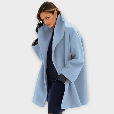 blue women’s wool windproof coat