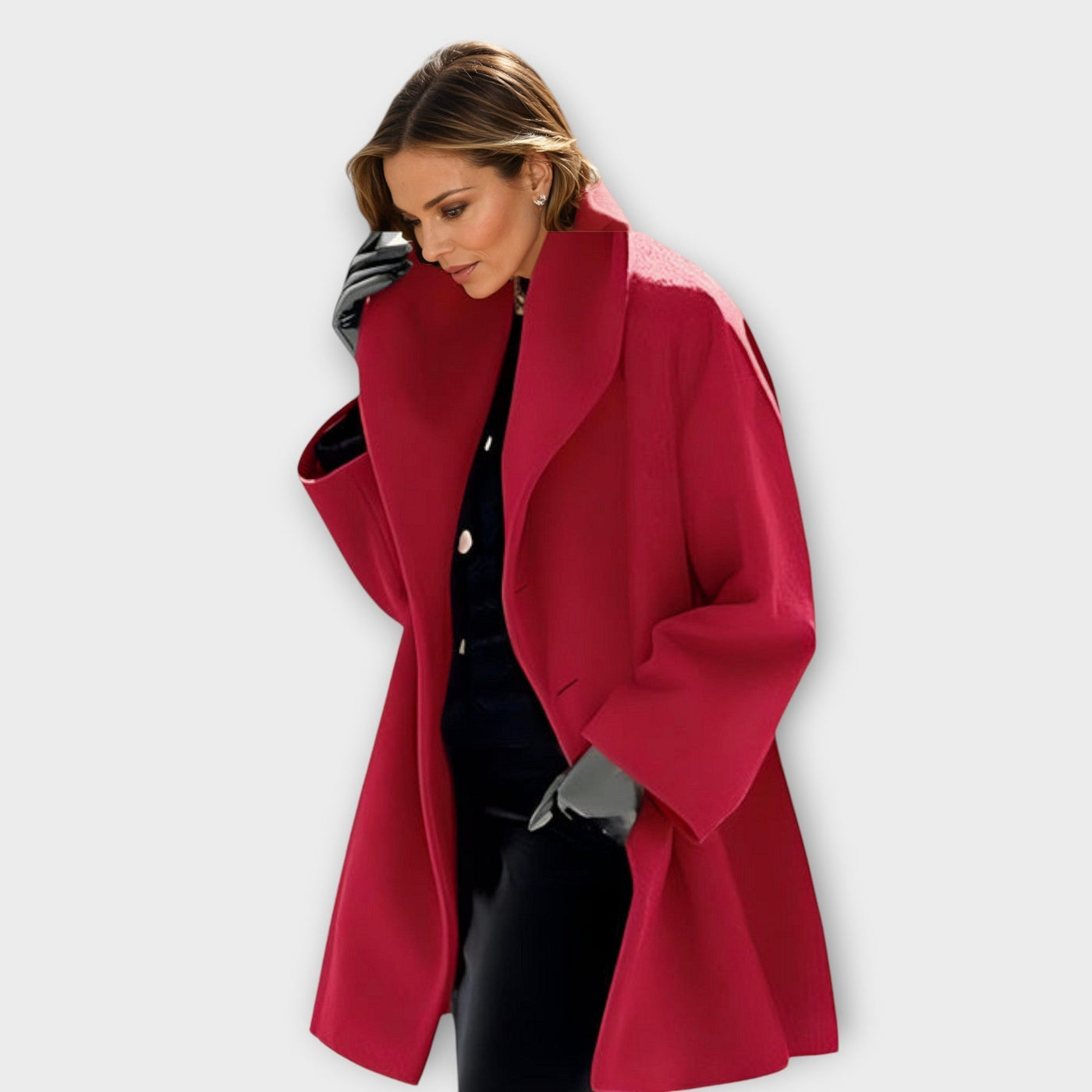 red women’s wool windproof coat