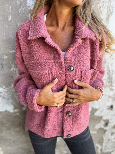 pink wool blend autumn jacket for women