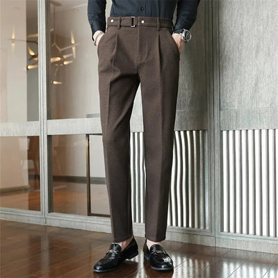 coffee wool trousers men